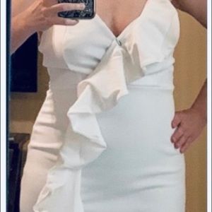 Beautiful white long ruffle dress.